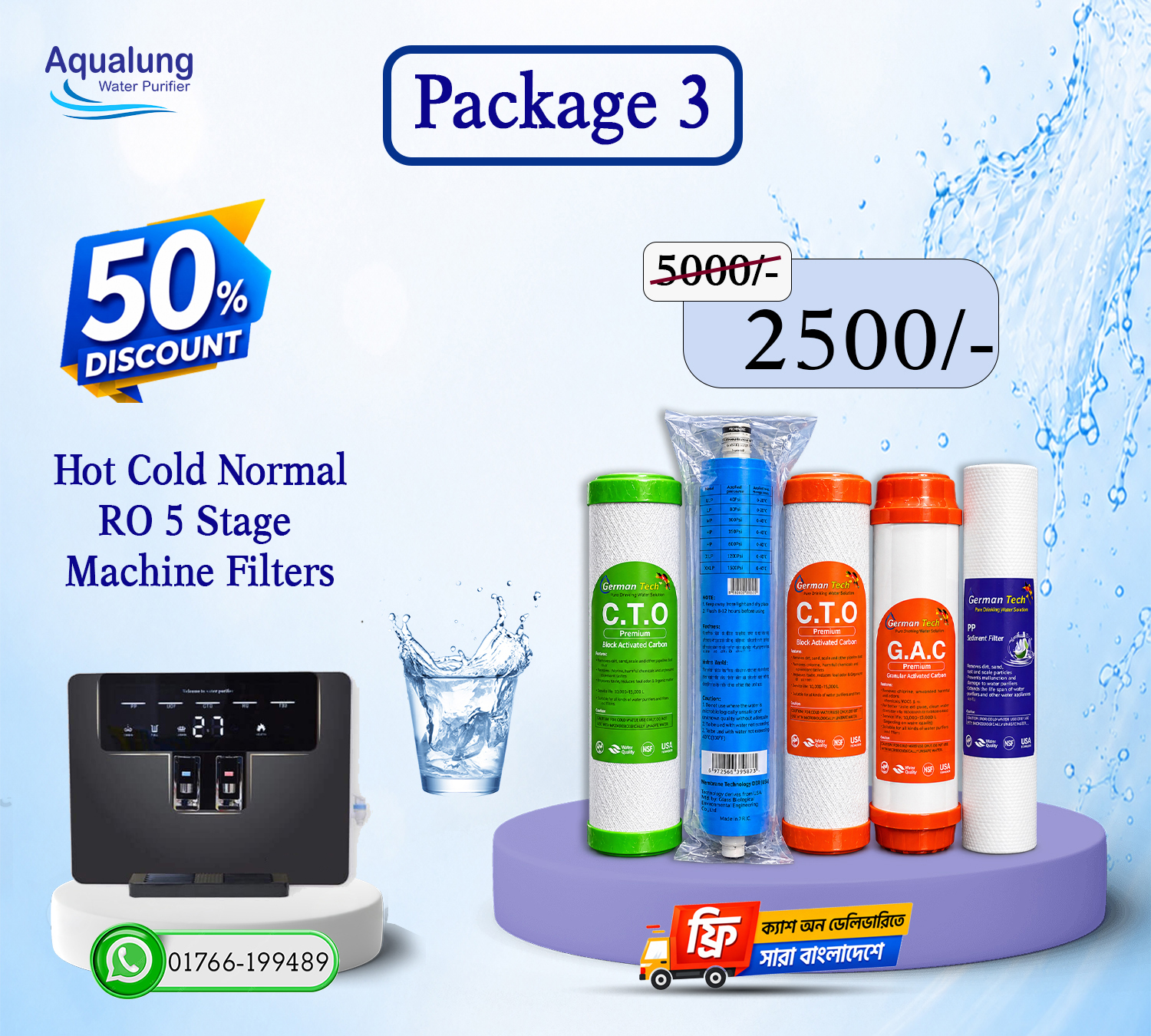 Hot Cold Normal RO 5 Stage Machine Filter Package 3